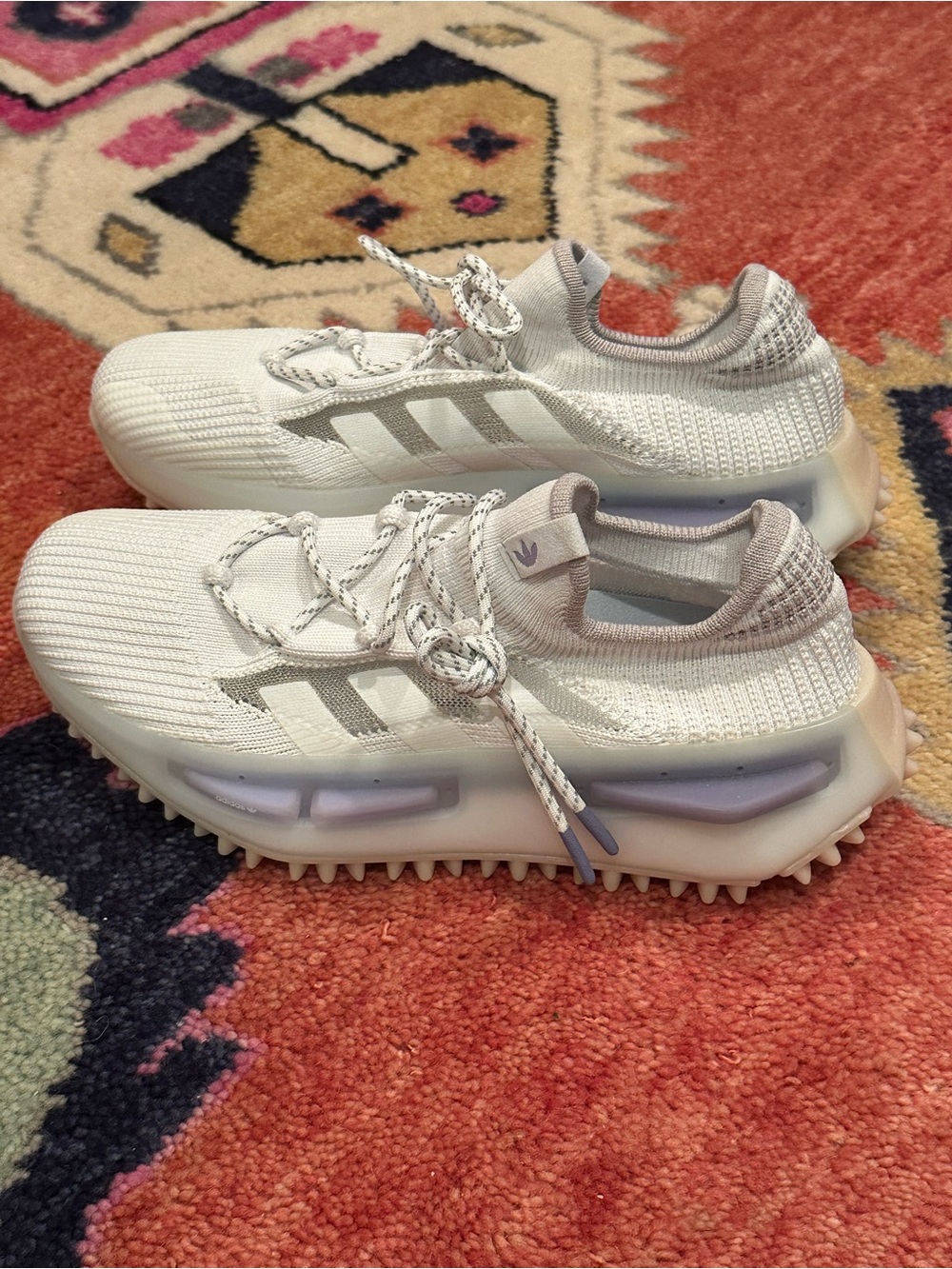 adidas NMD S1 Knit White Sneakers with Purple Accents